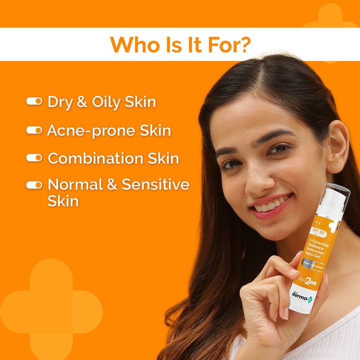 The Derma Co C-Cinamide Radiance Sunscreen Aqua Gel with SPF 50 & PA++++(50g)
