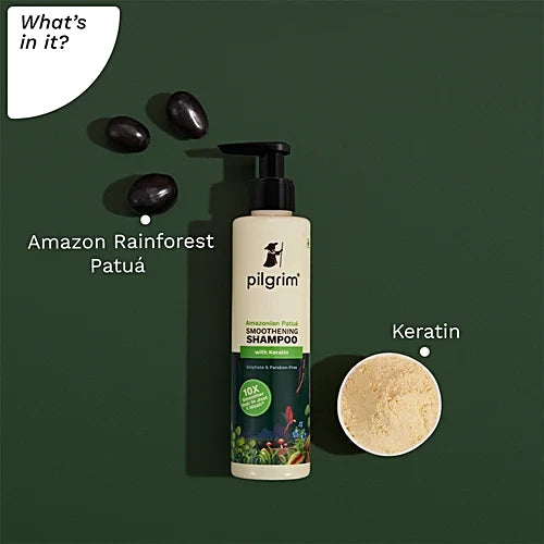 Pilgrim Patua & Keratin Strengthening Shampoo - For Dry & Frizzy Hair (200 ml)
