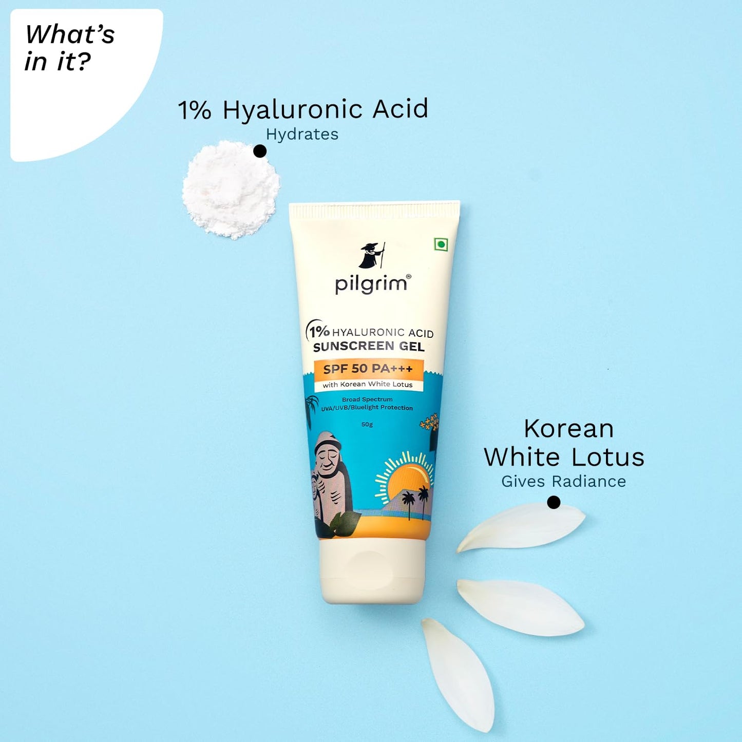 Pilgrim 1% Hyaluronic Acid Sunscreen Gel SPF 50 PA+++ (50 g)