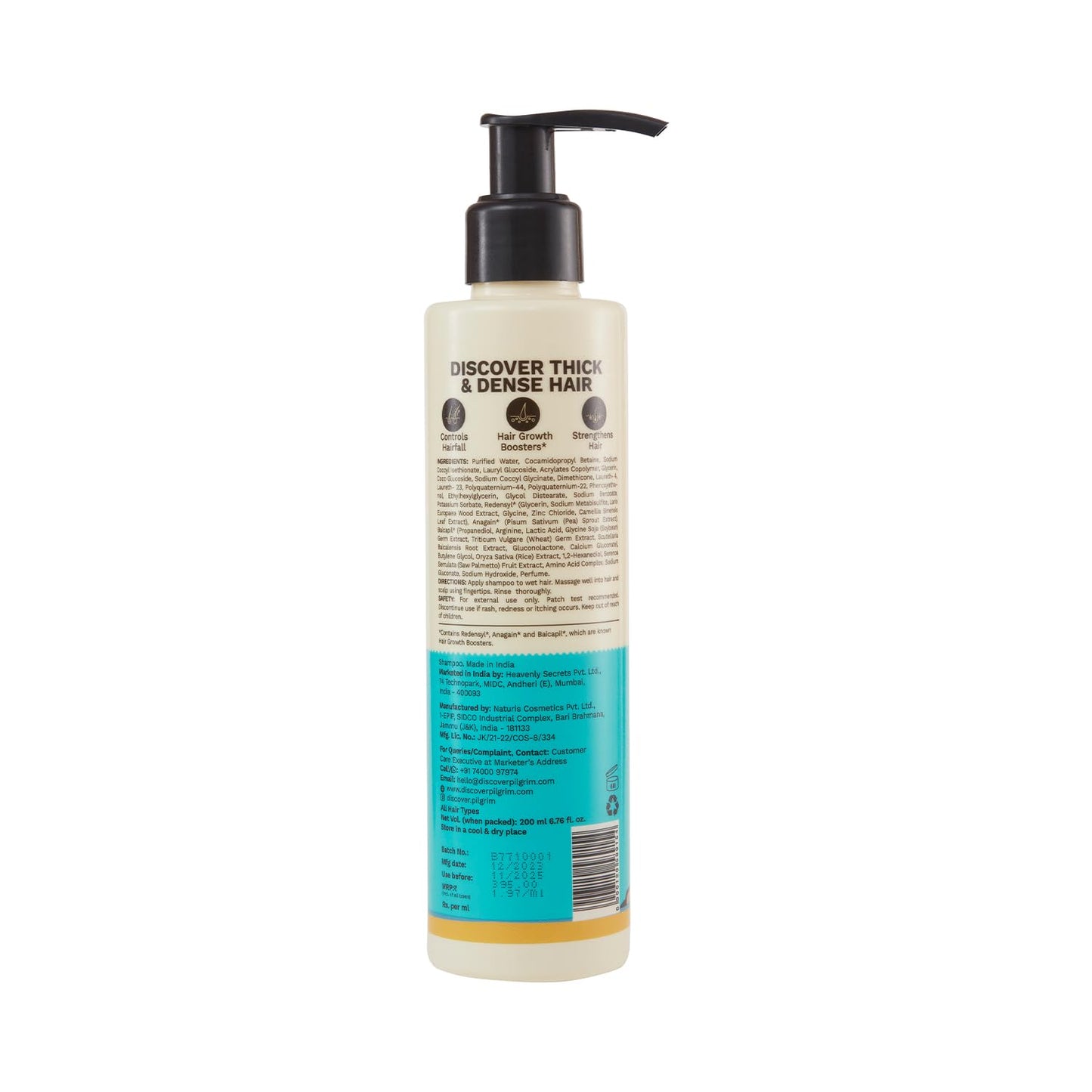 Pilgrim Redensyl & Anagain Hairfall Control Shampoo with Korean Black Rice (200 ml)