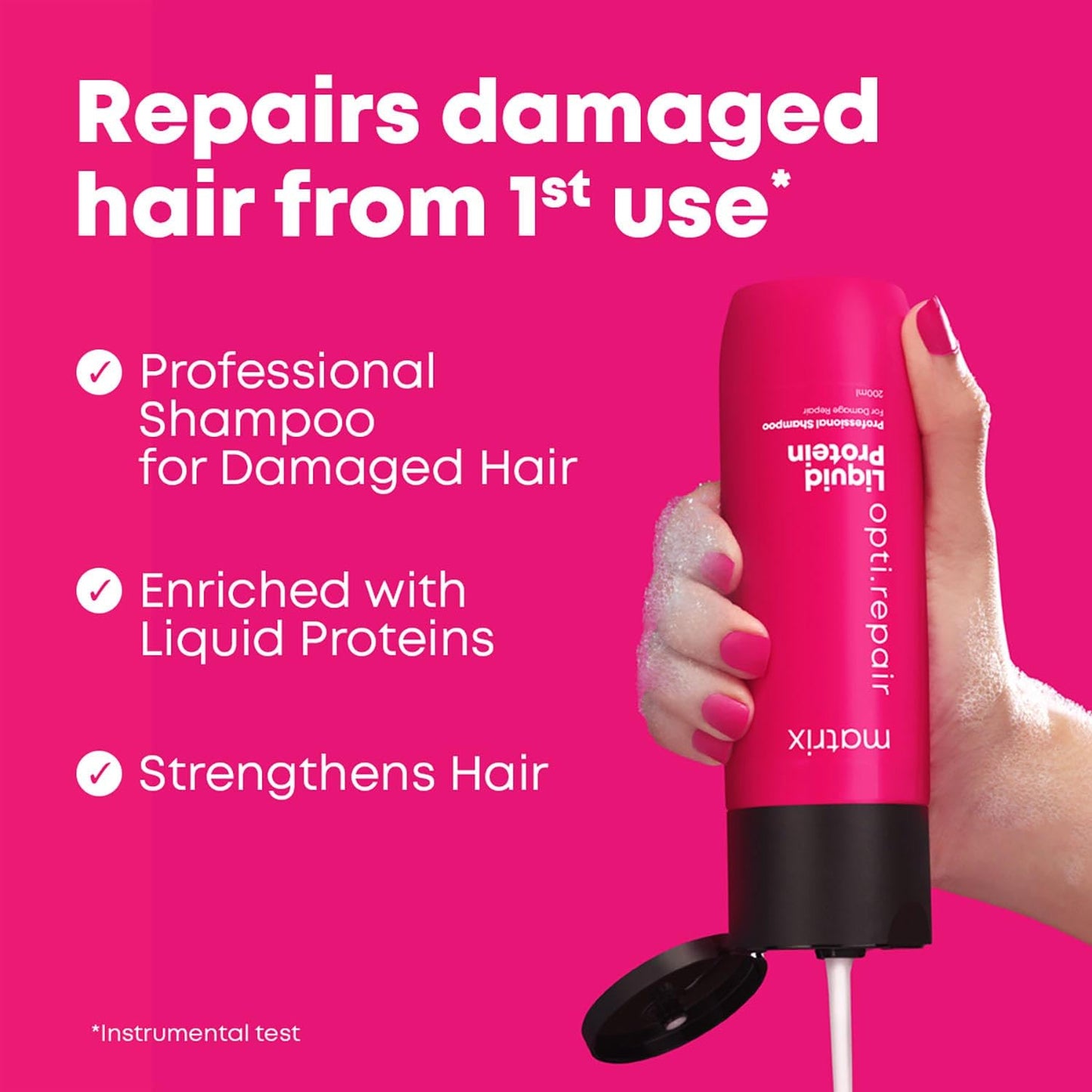 Matrix Opti.Repair Professional Liquid Protein Shampoo, Repairs Damaged Hair (200ml)