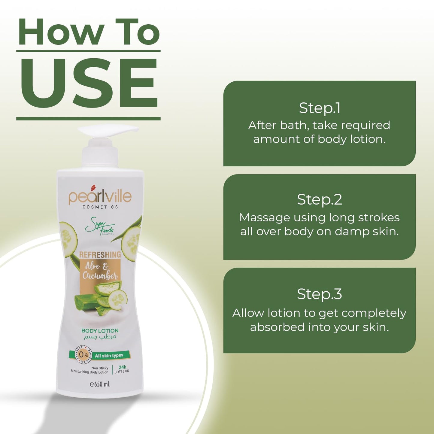 Pearlville Refreshing Aloe Cucumber Body Lotion (650 ml)