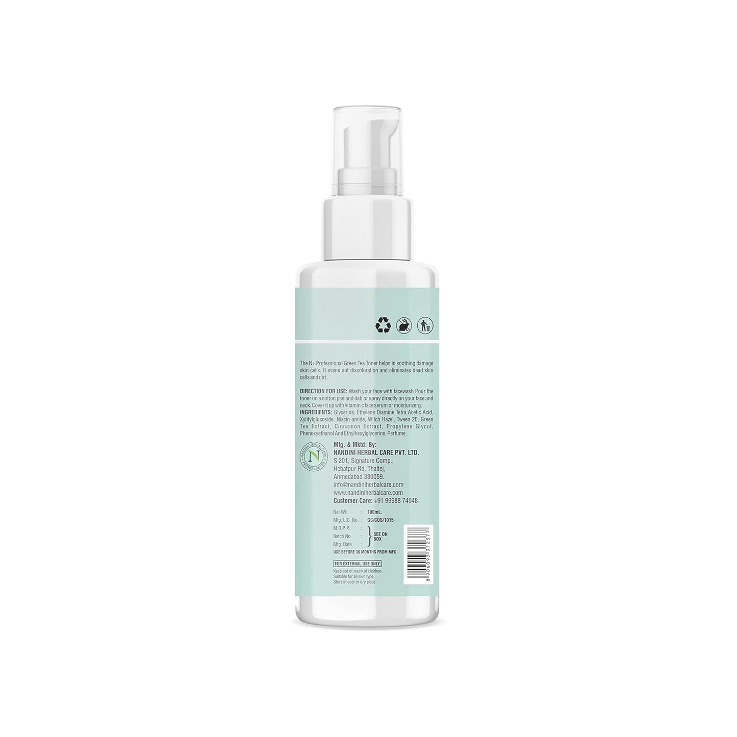 N Plus Professional Green Tea Toner for Smooth Skin (100 ml)