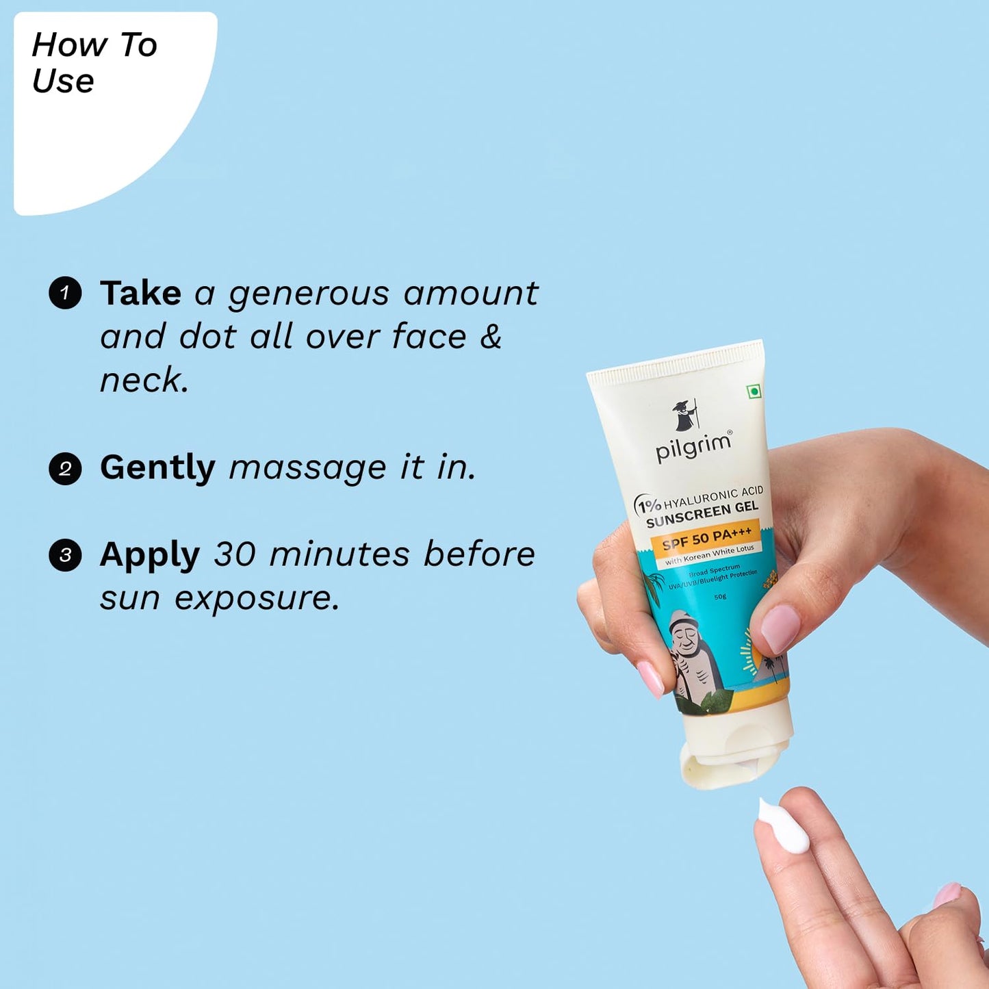 Pilgrim 1% Hyaluronic Acid Sunscreen Gel SPF 50 PA+++ (50 g)