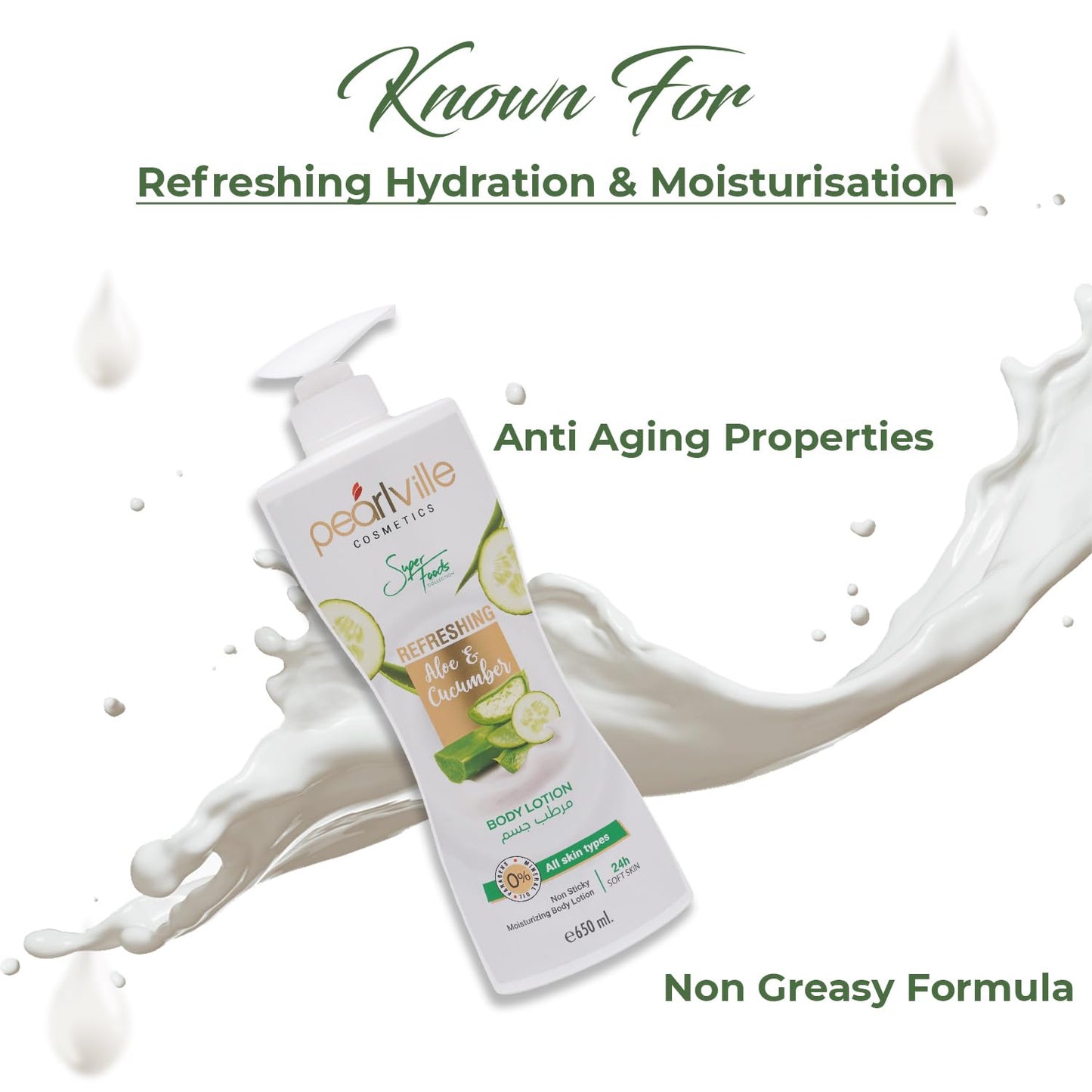 Pearlville Refreshing Aloe Cucumber Body Lotion (650 ml)