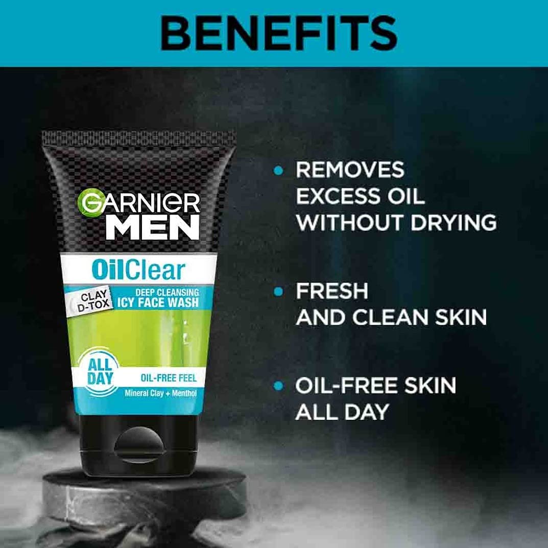 Garnier Men Oil Clear Deep Cleansing Icy Face Wash (100 g)