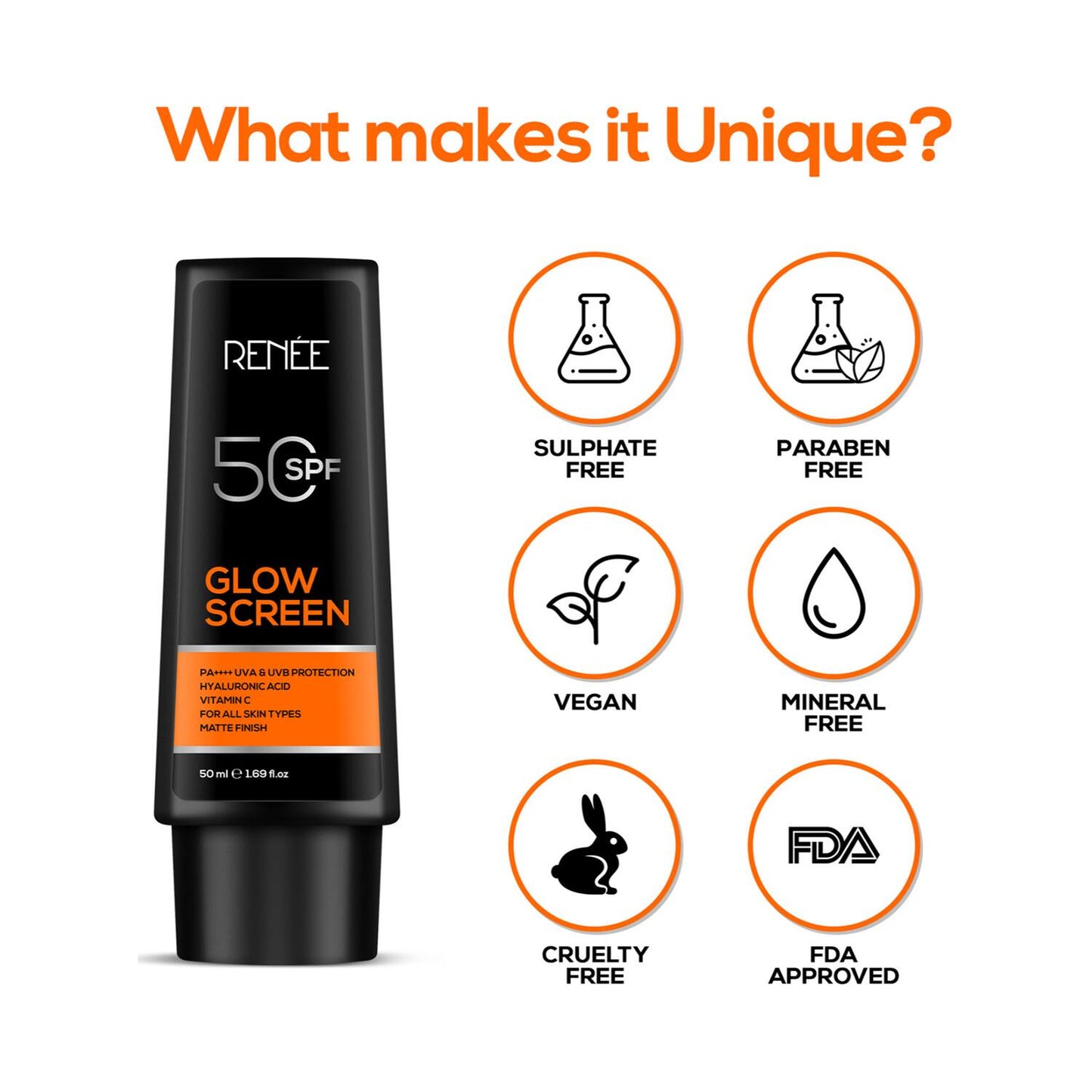 RENEE Glow Screen Sunscreen Cream SPF 50 (50 ml)