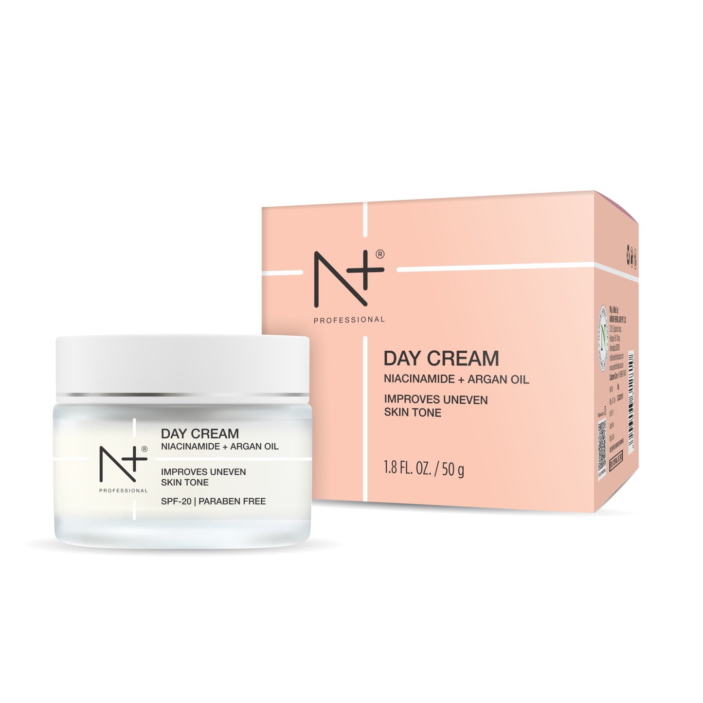 N Plus Professional Day Cream, With Niacinamide and Argan Oil, Improves Uneven Skin Tone With SPF 20, (50 g)
