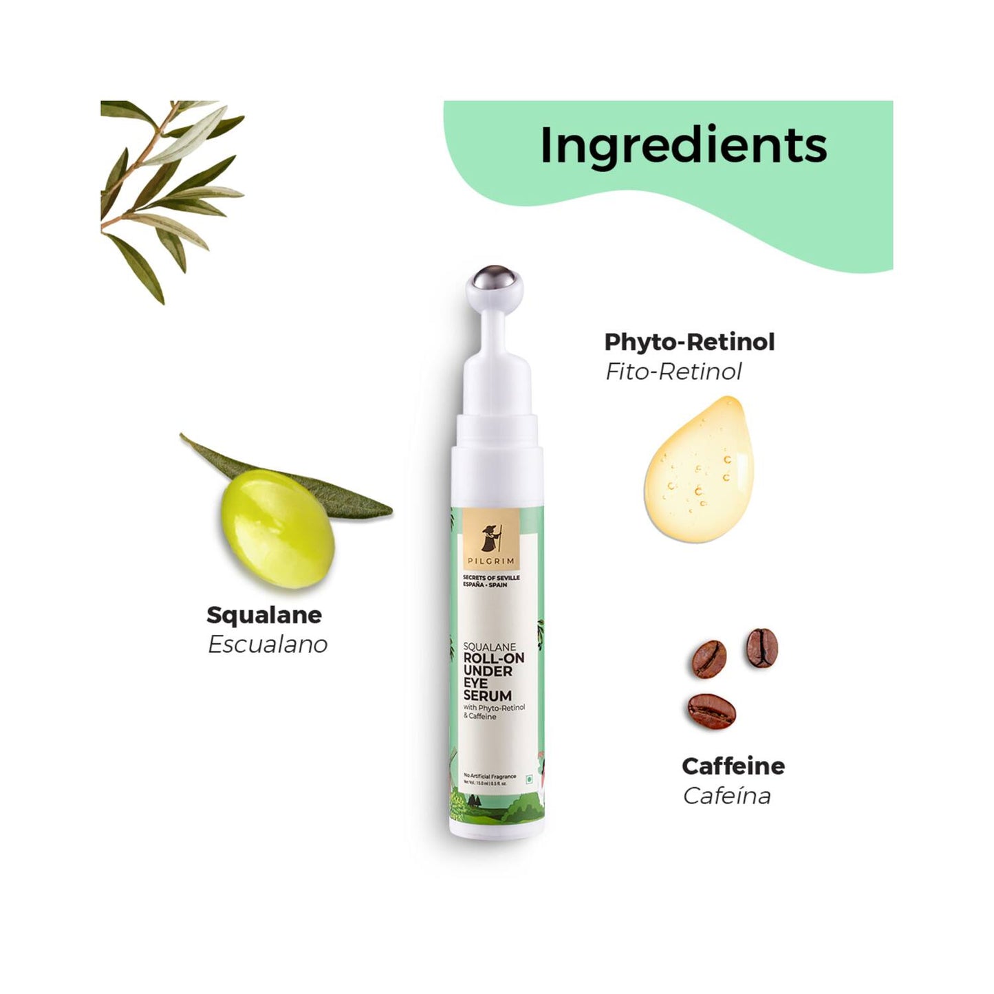Pilgrim Squalane Roll On Under Eye Serum (15 ml)