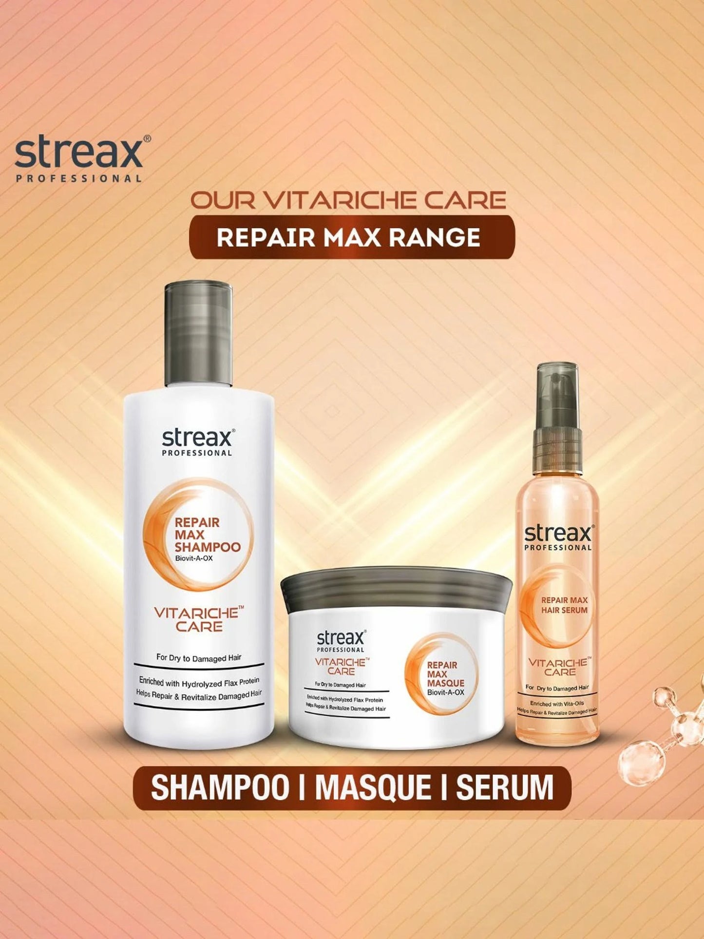 Streax Professional Vitarich Care Repair Max Shampoo (1500 ml)