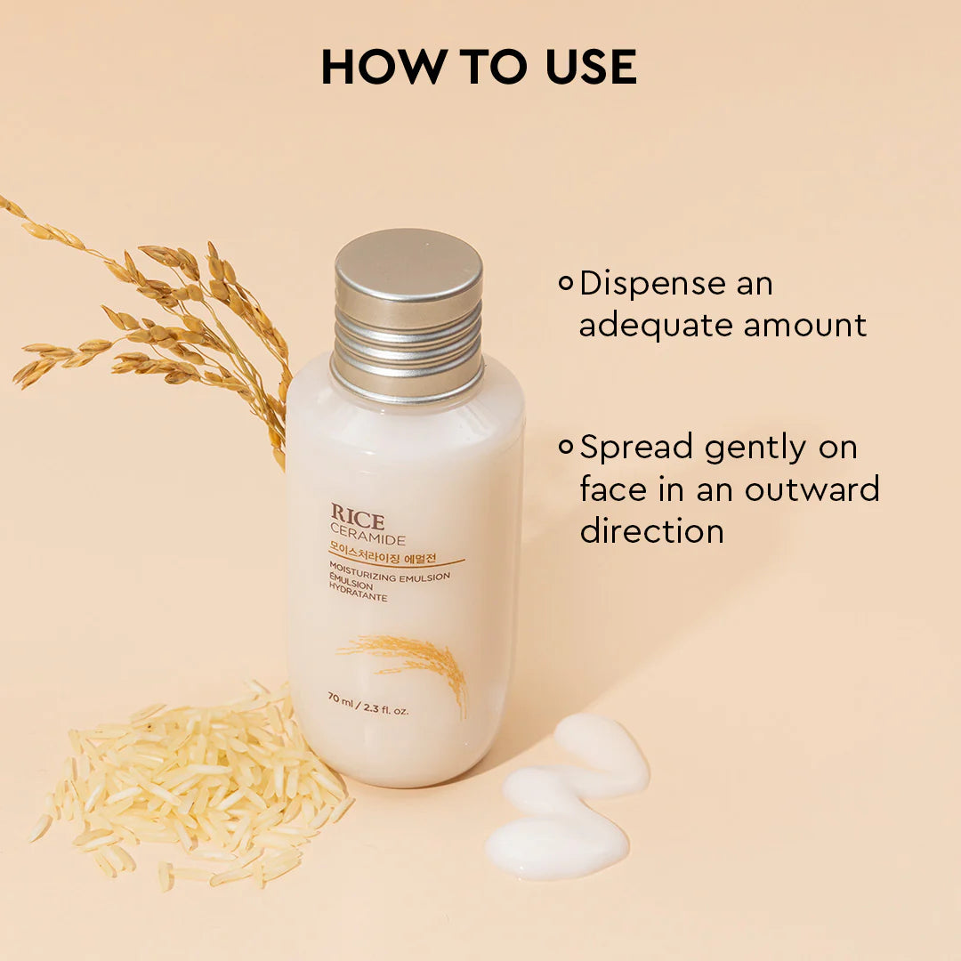 The Face Shop Rice & Ceramide Moisturizing Emulsion Cream - Korean Brightening Moisturizer (70 ml)
