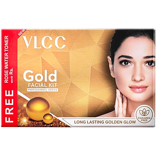 VLCC Gold Facial Kit for Bright and Radiant Complexion + Free Rose Water Toner (300g + 100ml)