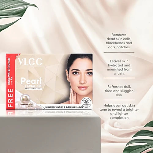 VLCC Pearl Facial Kit with Free Rose Water Toner For Bright Skin, (400 g)