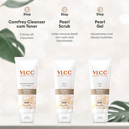 VLCC Pearl Facial Kit with Free Rose Water Toner For Bright Skin, (400 g)