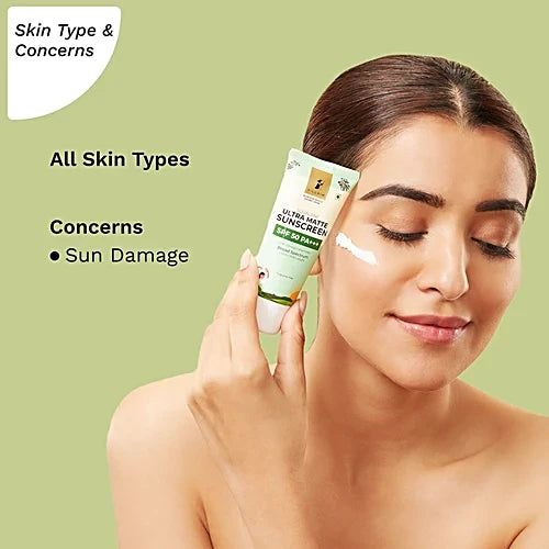 Pilgrim Squalane Ultra Matte Sunscreen - SPF 50, PA+++, With Omega Ceramides, Broad Spectrum, (50 g)