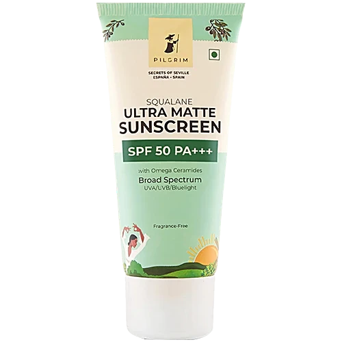 Pilgrim Squalane Ultra Matte Sunscreen - SPF 50, PA+++, With Omega Ceramides, Broad Spectrum, (50 g)