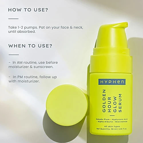Hyphen Golden Hour Glow Serum with Niacinamide, Hyaluronic Acid & Kakadu Plum for Glow & Hydration (30 ml)
