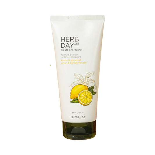 The Face Shop Herb Day 365 Lemon & Grapefruit Cleansing Foam - Korean Brightening Face Wash (170 ml)