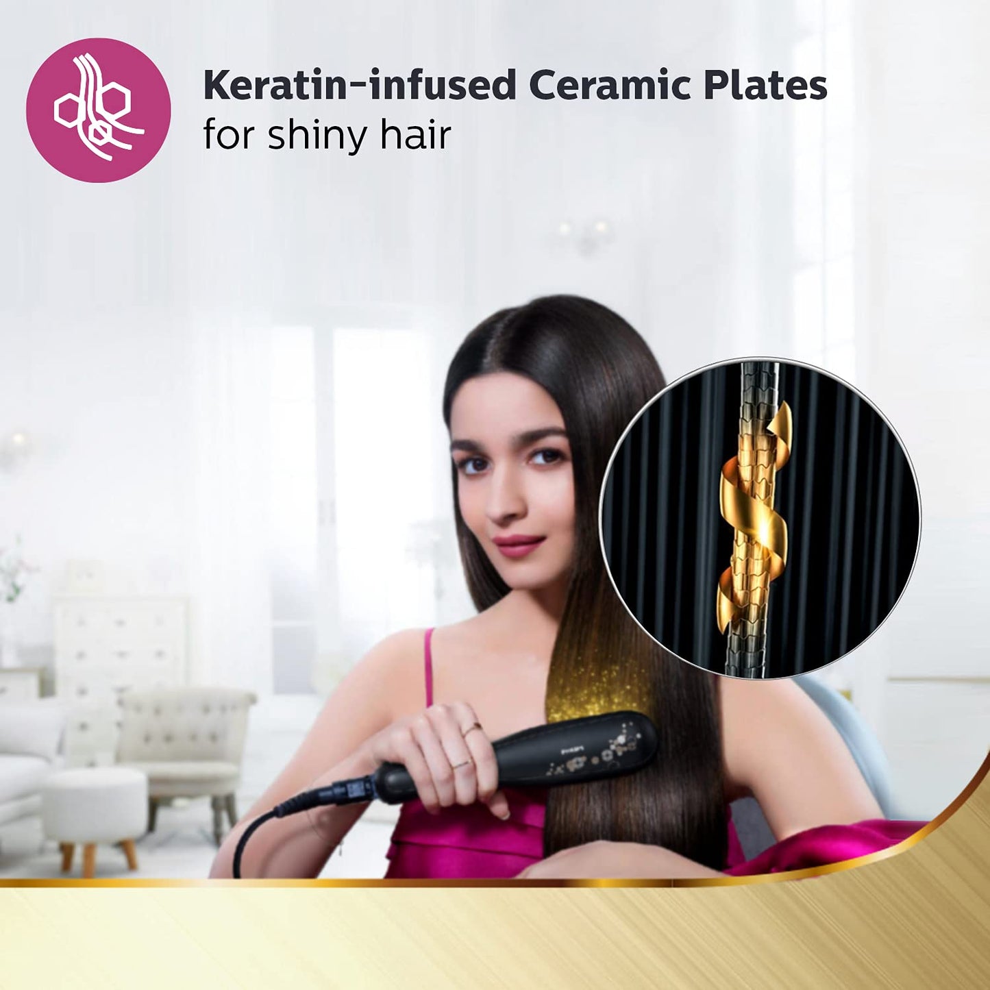 Philips BHS736/00 Kerashine Titanium Wide Plate Straightener With Silk Protect Technology