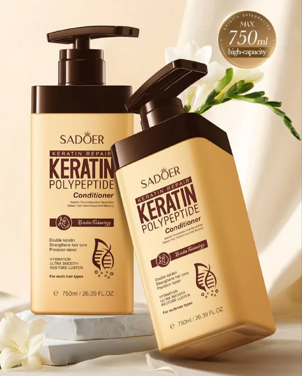 Keratin Hair Conditioner, Nourishes, Leaves Hair Voluminous And Elastic, Soft Hydration Sadoer Keratin Repair (750 ml)