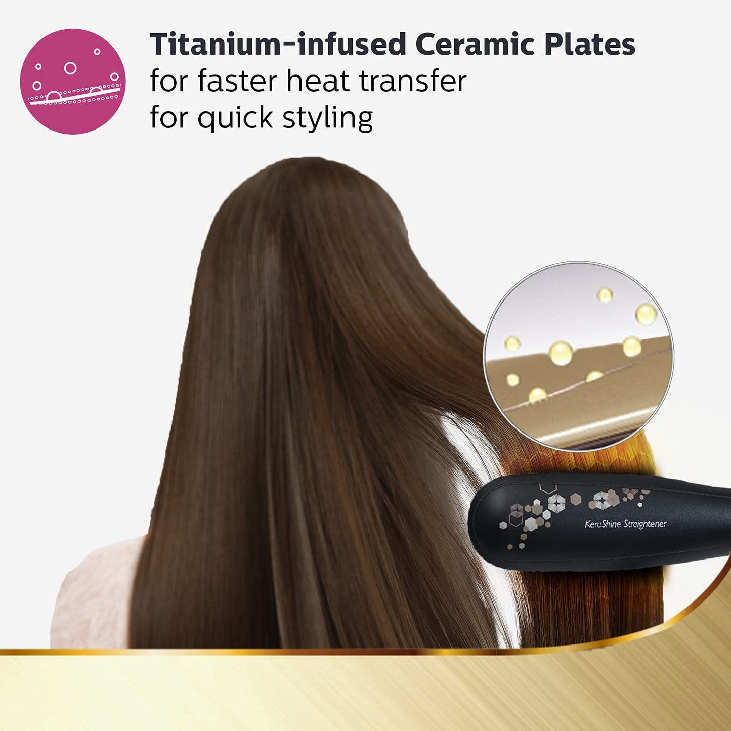 Philips BHS736/00 Kerashine Titanium Wide Plate Straightener With Silk Protect Technology