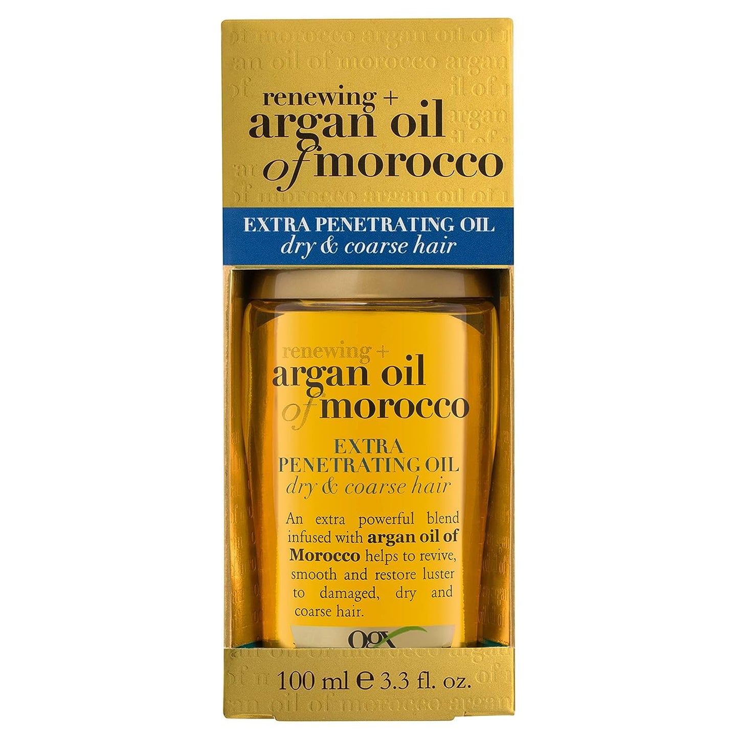 OGX Hair Oil, Renewing + Argan Oil Of Morocco, Extra Penetrating Oil, Dry and Coarse Hair Types, (100 ml)