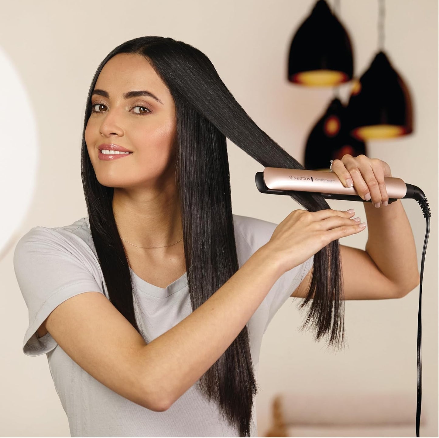 Remington Straightening Iron with Keratin Micro Conditioners and Argan Oil, S8599 (110) F