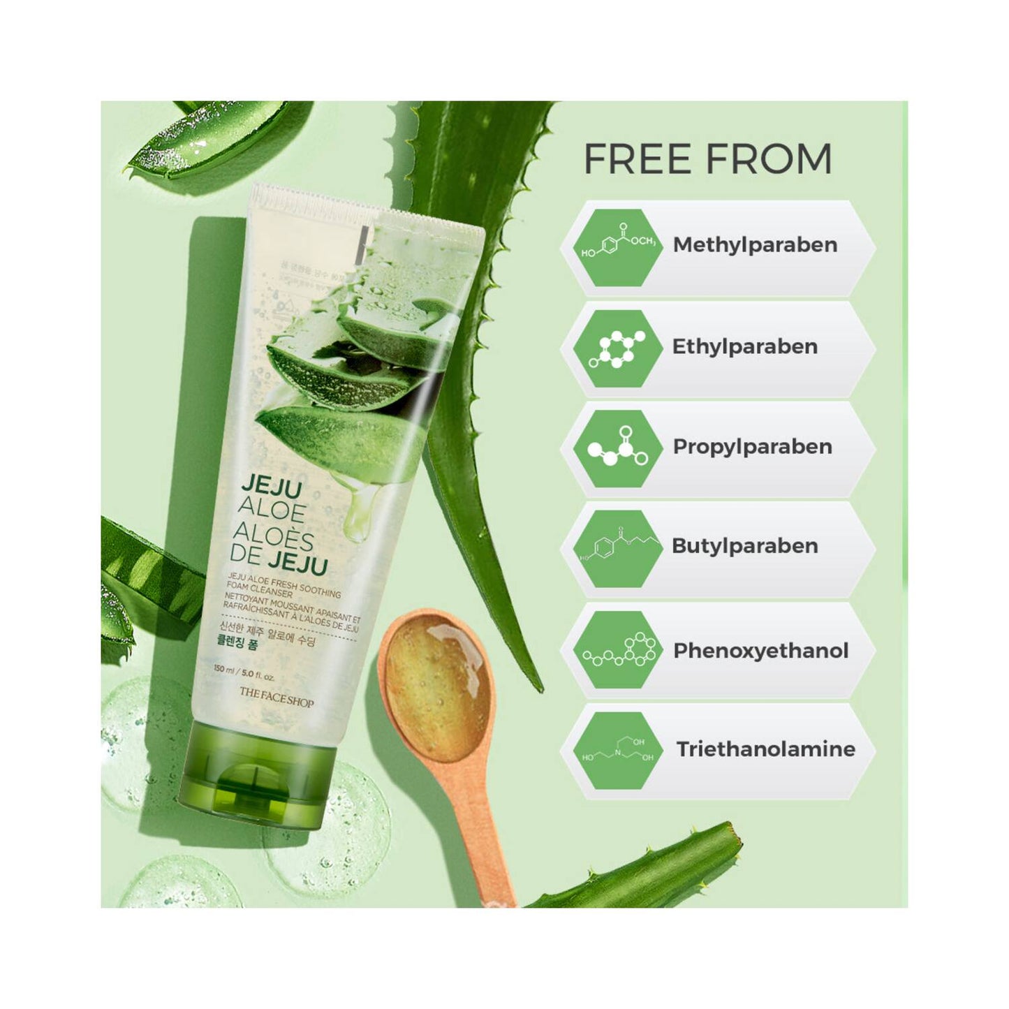 The Face Shop Jeju Aloe Fresh Soothing Foam Cleanser (150 ml)