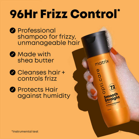 Matrix Opti.Care Professional Shampoo for Frizzy Hair with Shea Butter, Upto 4 Days Frizz Control