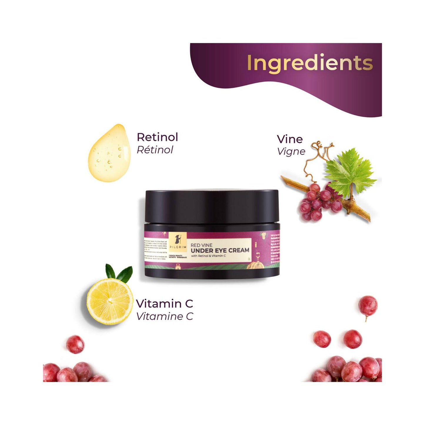 Pilgrim Red Vine Under Eye Cream With Retinol & Vitamin C (30 g)