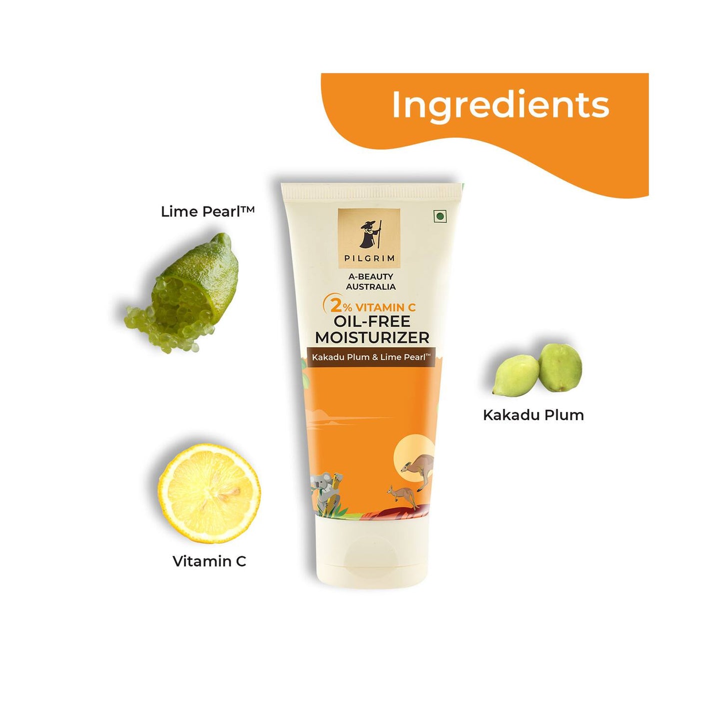 Pilgrim 2% Vitamin C Oil Free Moisturizer With Kakadu Plum & Lime Pearl For Brighter Skin (50 g)