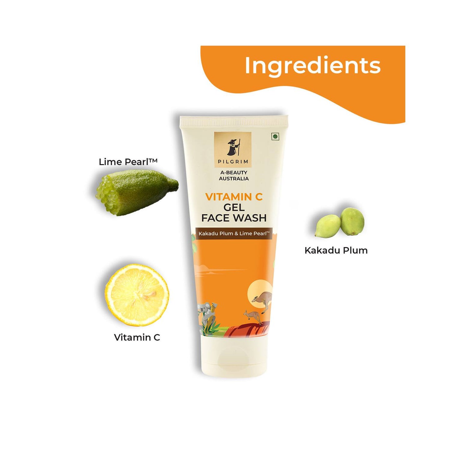 Pilgrim Vitamin C Gel Face Wash With Kakadu Plum & Lime Pearl (100 ml)